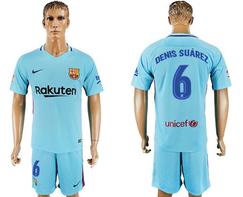 Barcelona #6 Denis Suarez Away Soccer Club Jersey